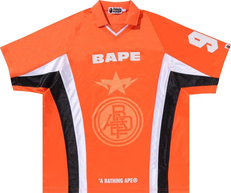 BAPE Multi Logo Relaxed Fit Soccer Jersey Orange