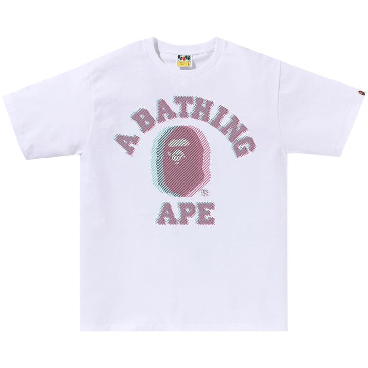 BAPE Glitch Art College Tee White