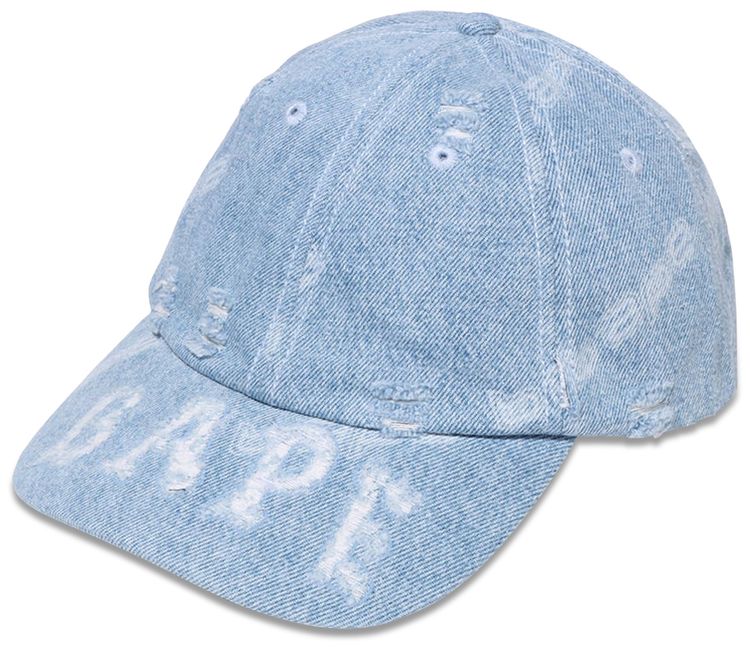 BAPE Denim Distressed Logo Cap Light Indigo