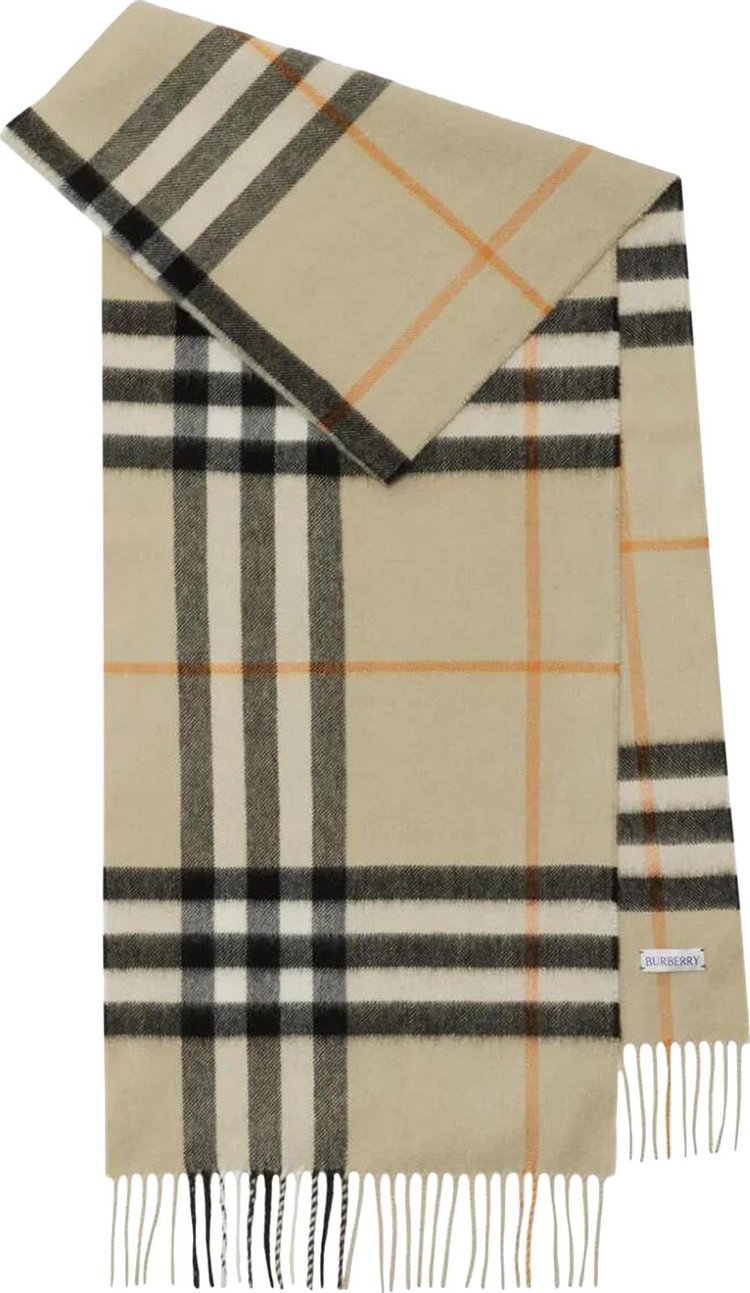 Burberry Check Cashmere Scarf Light Sage