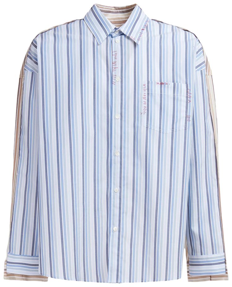 Marni Double Stripe Organic Poplin Shirt Lake