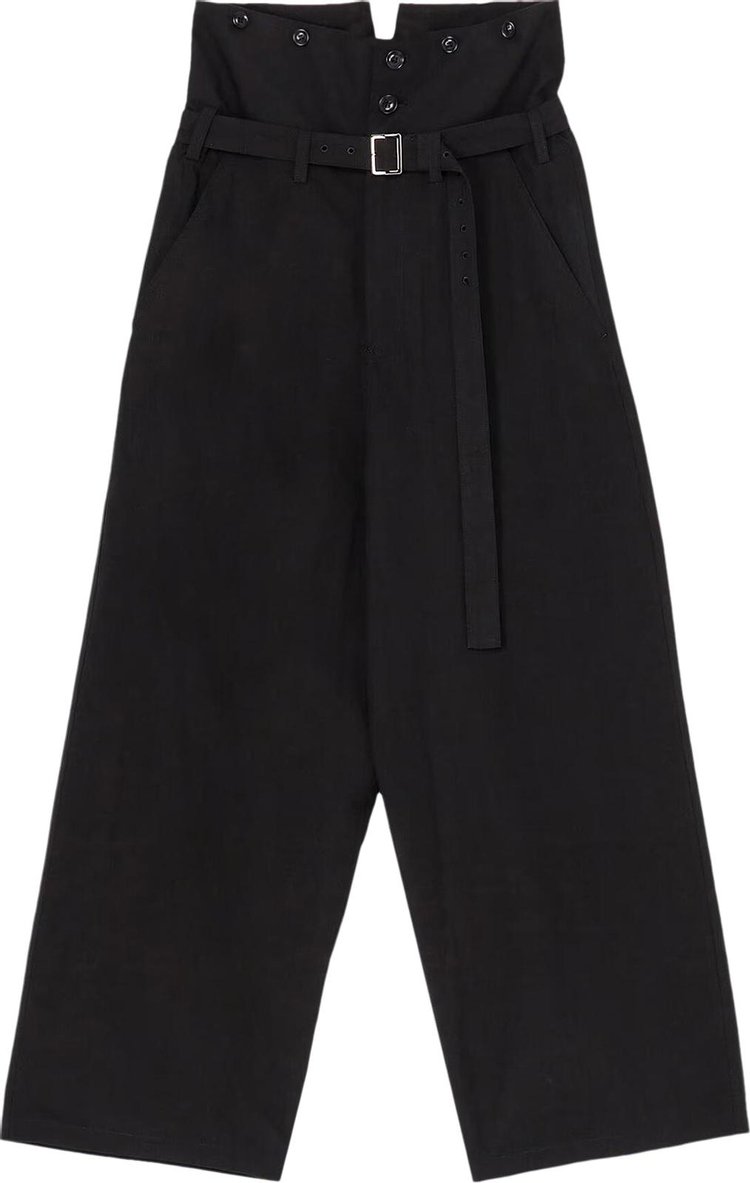 Ys High Waist Belted Trousers Black