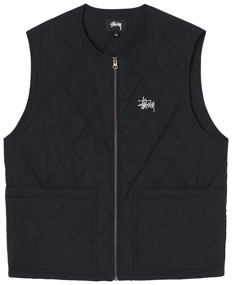 Stussy Diamond Quilted Vest Black