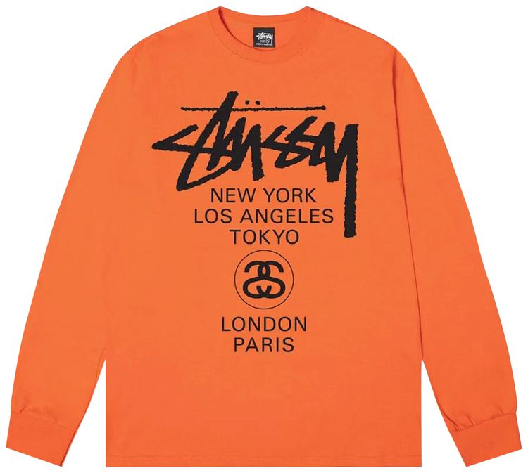 Stussy World Tour Long Sleeve Tee Coral