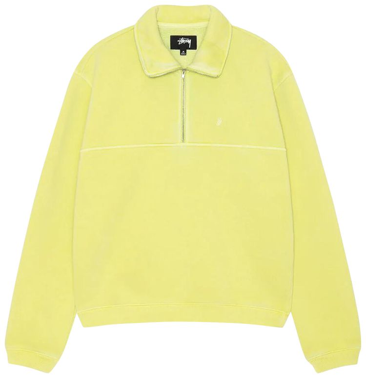 Stussy Fleece Zip Mock Neck Sweater Lime