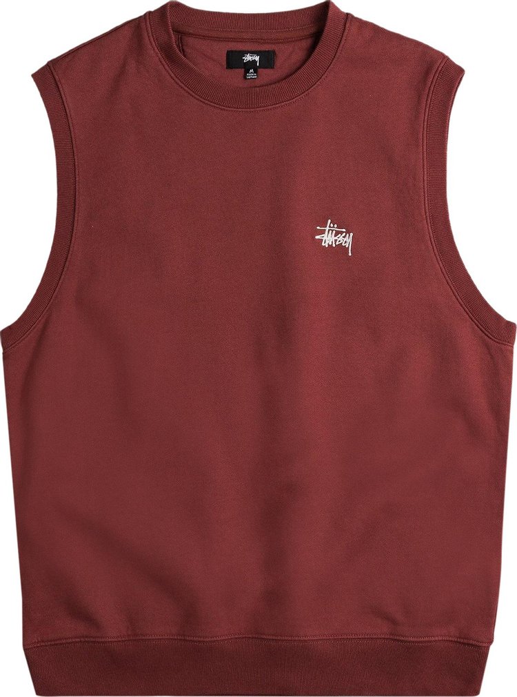 Stussy Stock Fleece Vest Washed Burgundy