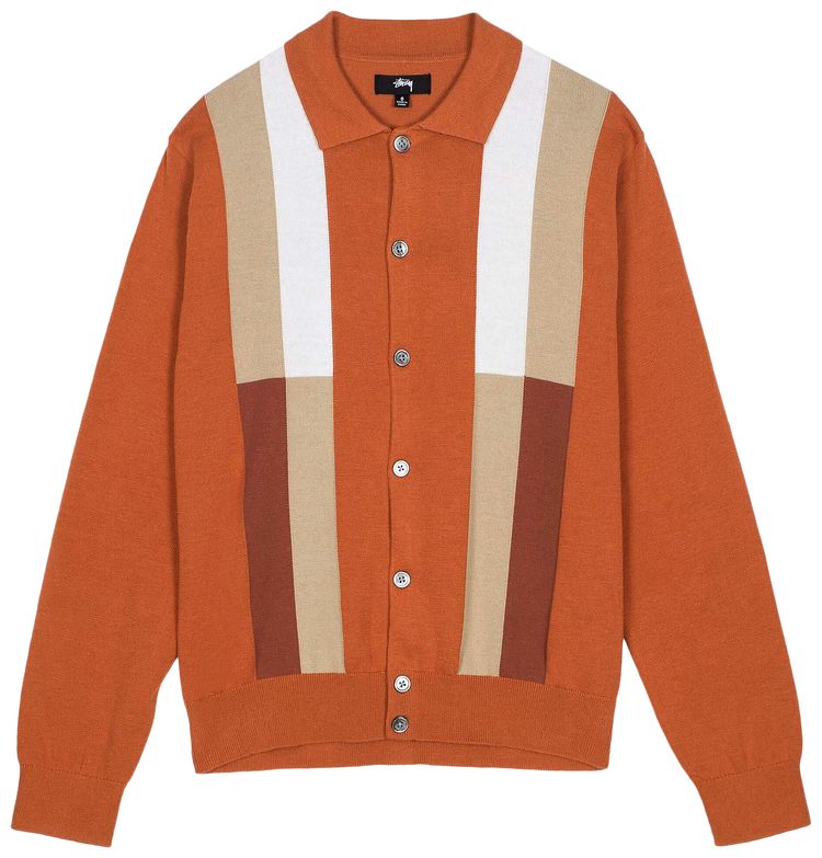 Stussy Color Block Sweater Burnt Orange