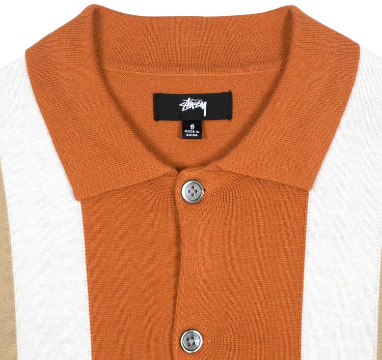 Stussy Color Block Sweater Burnt Orange