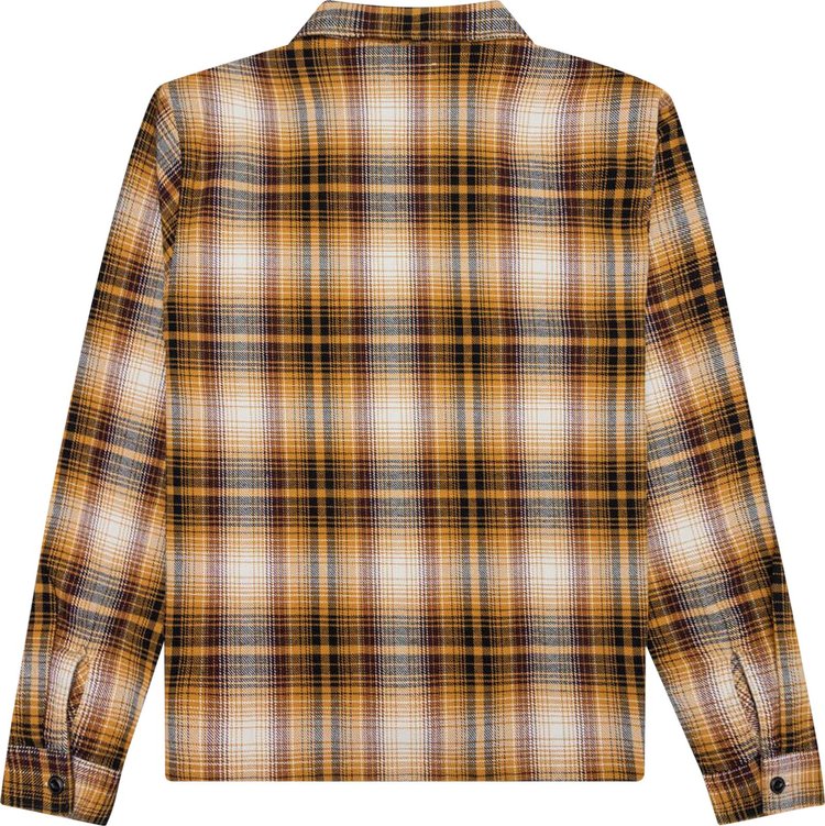 Stussy Shadow Plaid Zip Long Sleeve Shirt Mustard