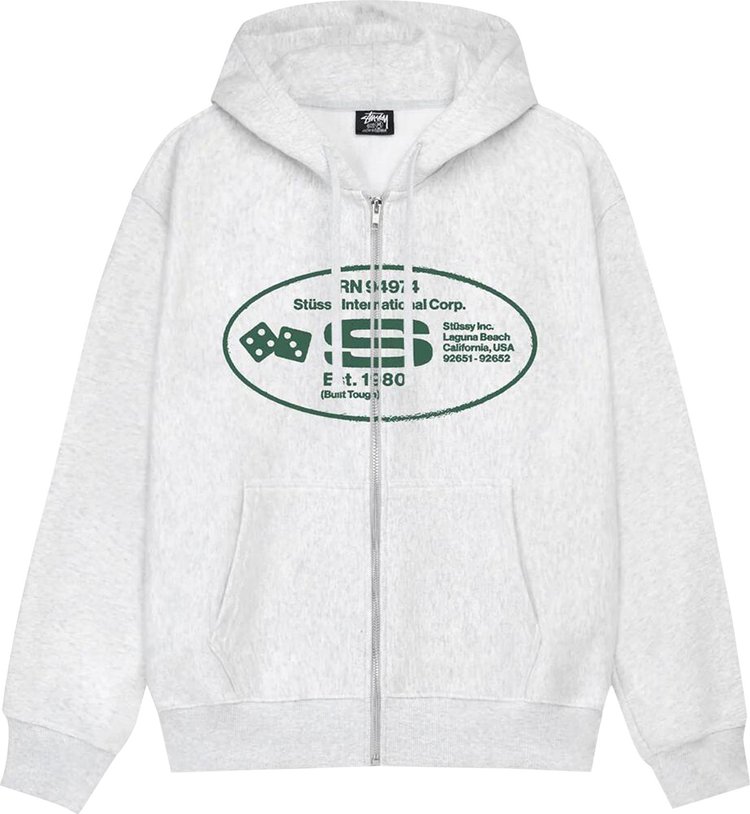 Stussy Oval Corp Zip Hoodie Ash Heather