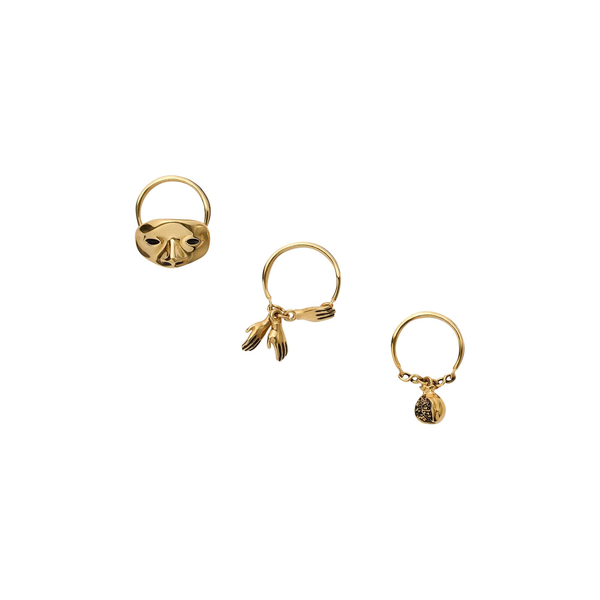 23SS LEMAIRE リングセット（三連）ゴールド Buy Lemaire Estampe Trio Rings 'Old Gold' - JW0018 LO036 YE575 | GOAT