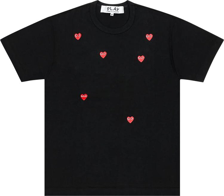 Comme des Garcons Multi Red Heart Tee Black