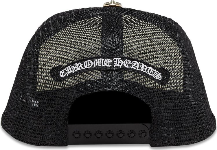 Chrome Hearts Triple Cross Trucker Hat Black White