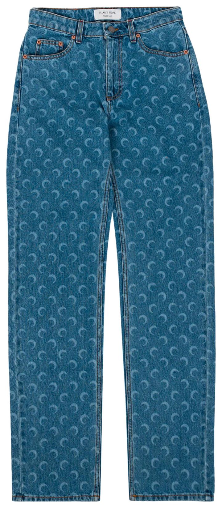 Marine Serre Moon Laser Denim Loose Jeans Light Blue