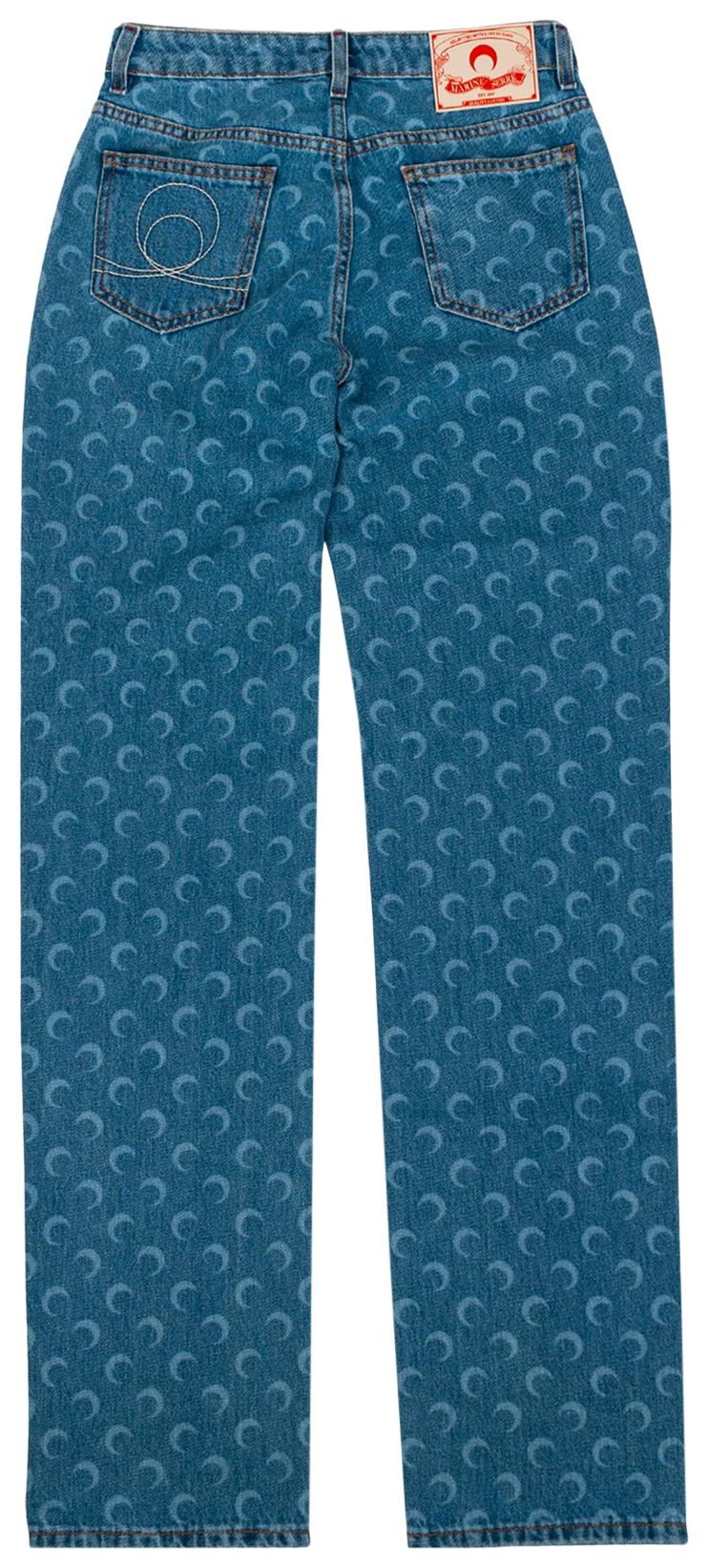 Marine Serre Moon Laser Denim Loose Jeans Light Blue