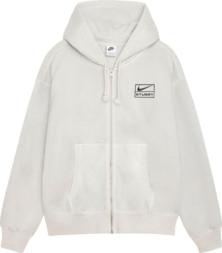 Nike x Stussy Stone Washed Fleece Zip Hoodie Light Bone