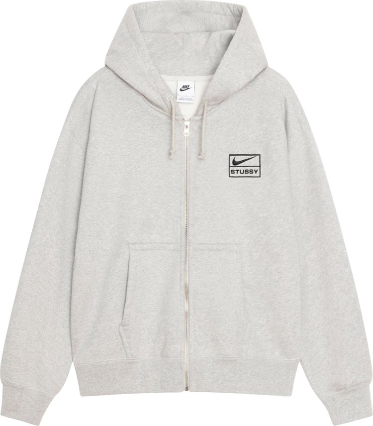 Nike x Stussy Stone Washed Fleece Zip Hoodie Grey Heather