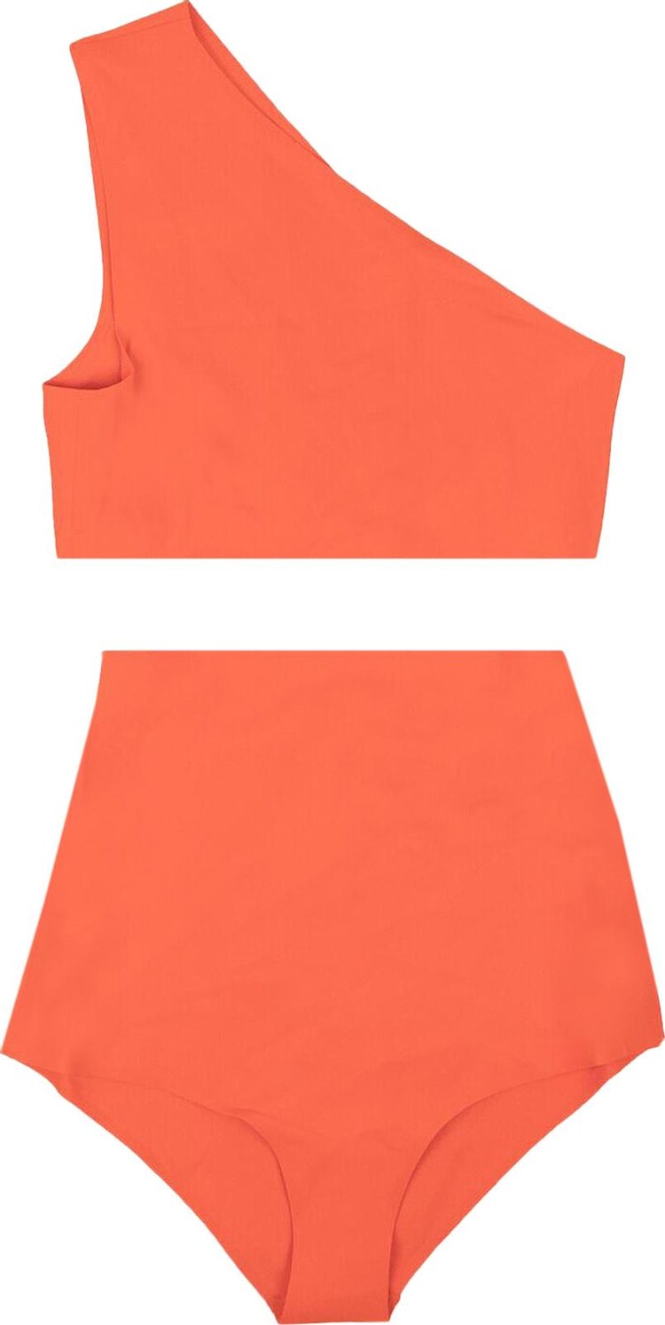 Bottega Veneta One Shoulder Bikini Swim Suit Orange