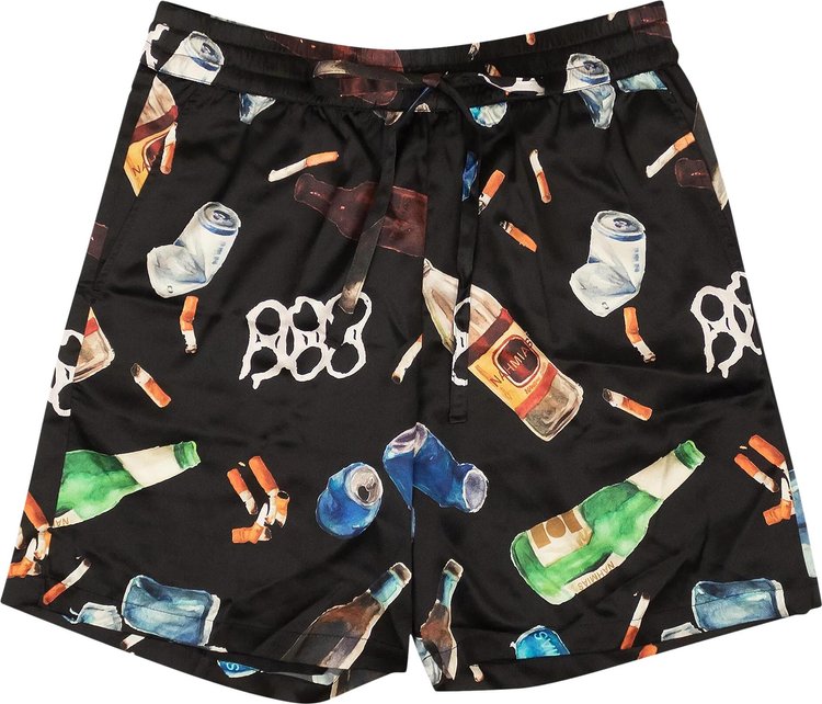 Nahmias Bleacher Litter Silk Shorts Black