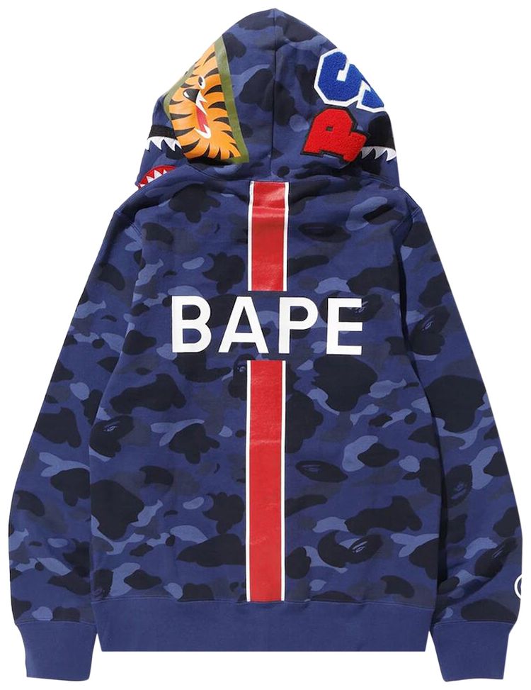 BAPE x PSG Shark Full Zip Hoodie Navy