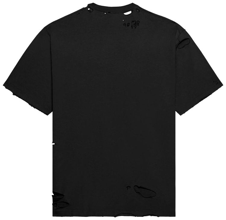 Balenciaga Caps Destroyed Flatground T Shirt Black