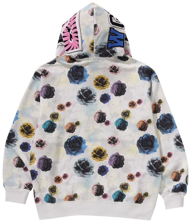 BAPE Floral Camo Shark Relaxed Fit Full Zip Hoodie Ivory