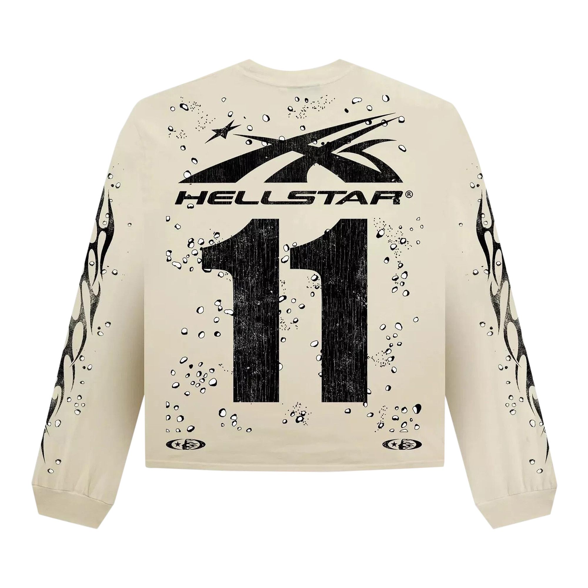 Hell Studios Star Moto Cross Long Sleeve Tee - Men's Casual White T-Shirt