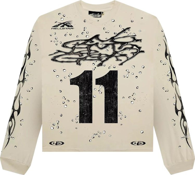 Hellstar Moto Cross Long Sleeve Cream