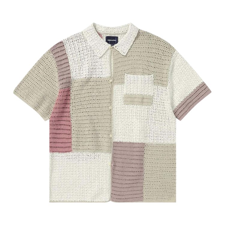 thisisneverthat Block Crochet Knit Short Sleeve Shirt Ivory