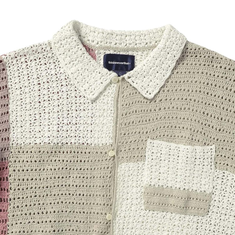 thisisneverthat Block Crochet Knit Short Sleeve Shirt Ivory