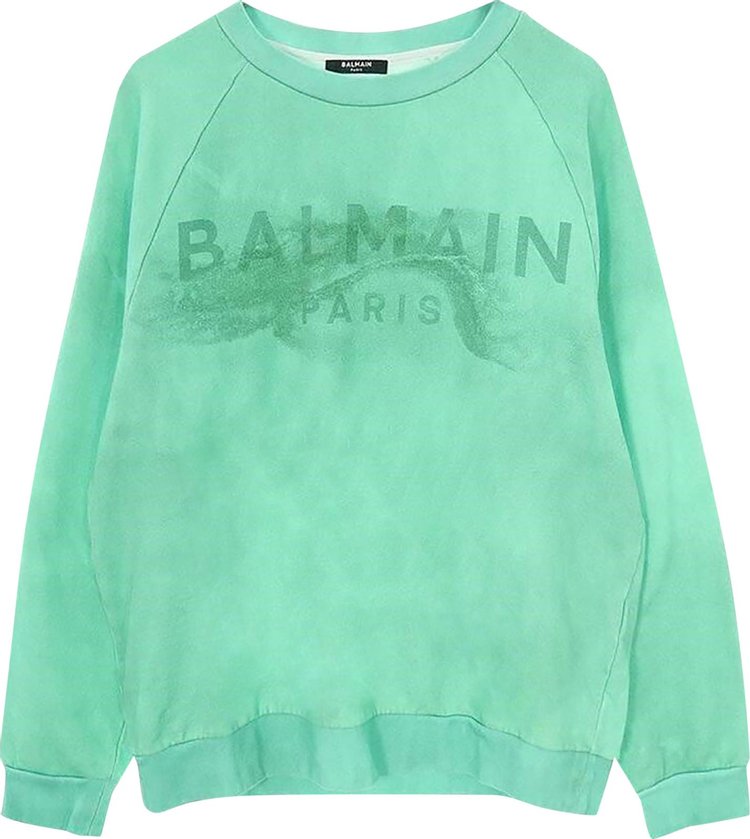 Balmain Logo Printed Crewneck Sweatshirt GreenEmerald Green