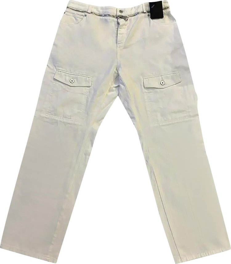 Balmain Straight Denim Cargo Pants White