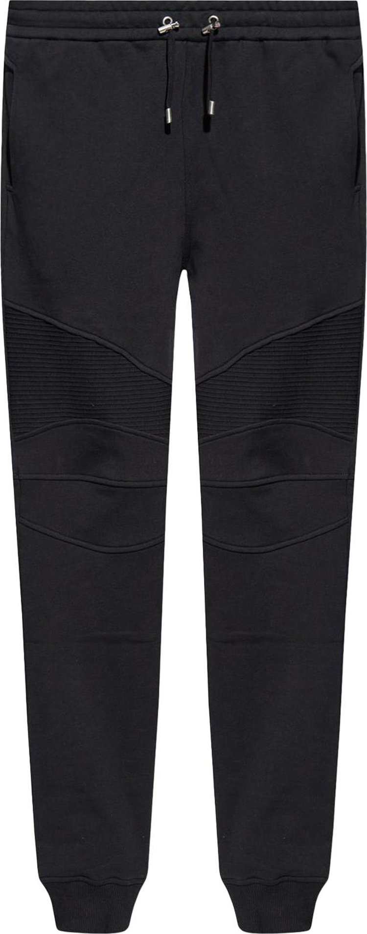 Balmain Ribbed Flock Sweatpants Black