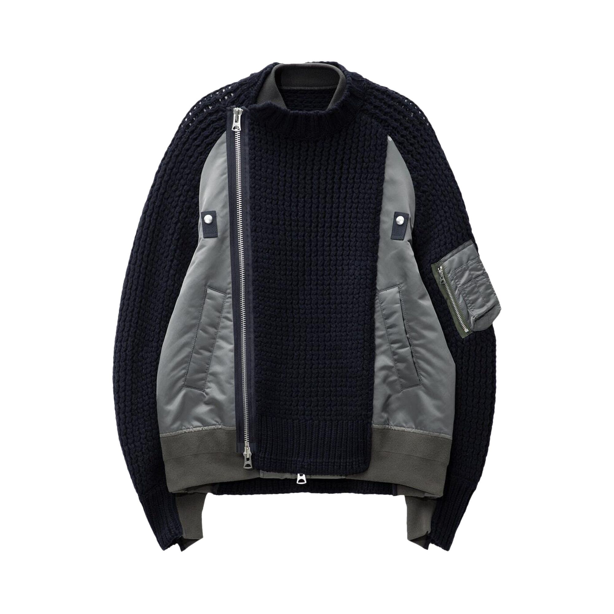 Buy Sacai Nylon Twill Mix Blouson 'Grey/Navy' - 23 03165M | GOAT