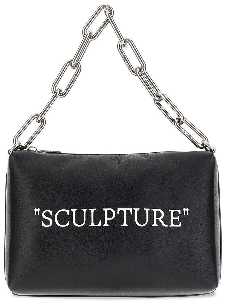 Off White Block Pouch Leather Shoulder Bag BlackWhite