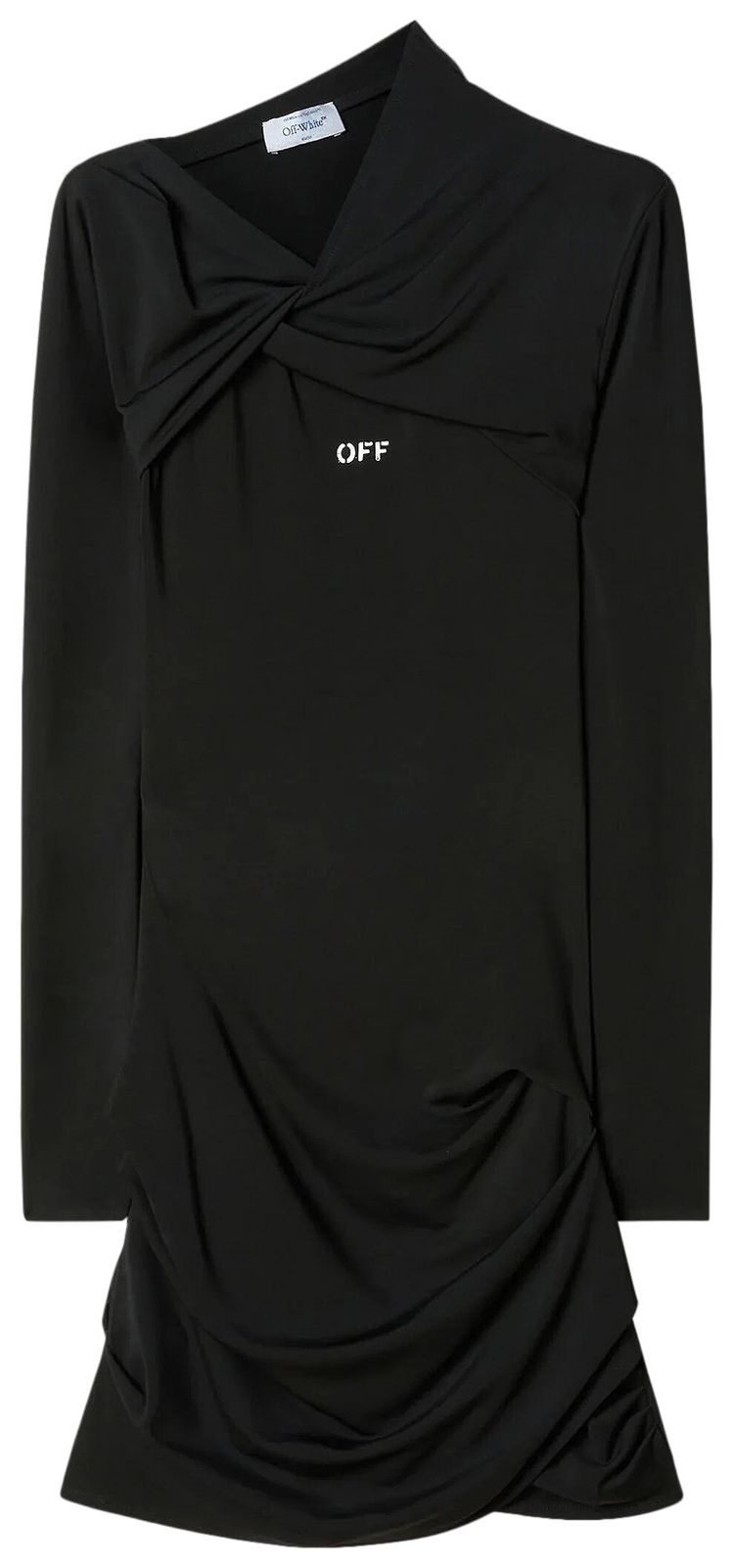 Off White Off Stamp Twist Detail Mini Dress BlackWhite