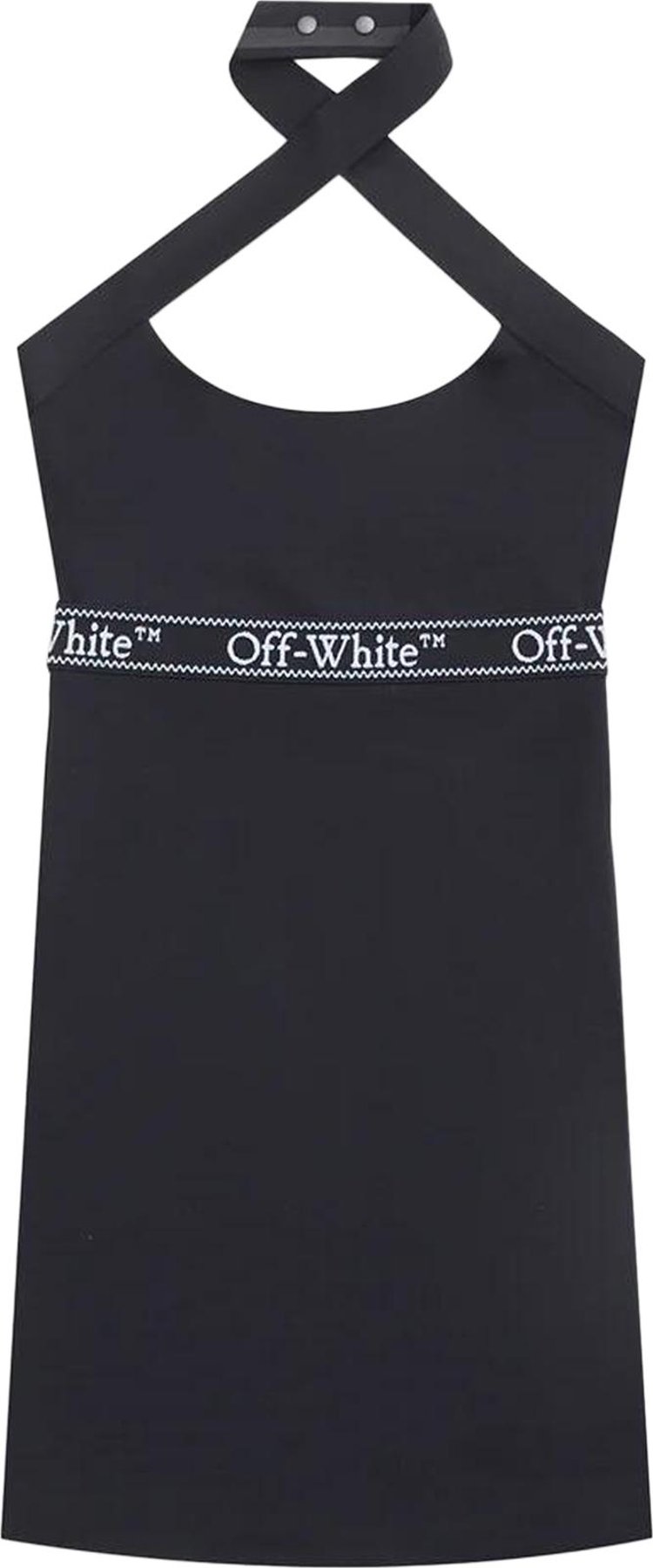 Off White Logo Band Cross Sleeveless Mini Dress BlackWhite