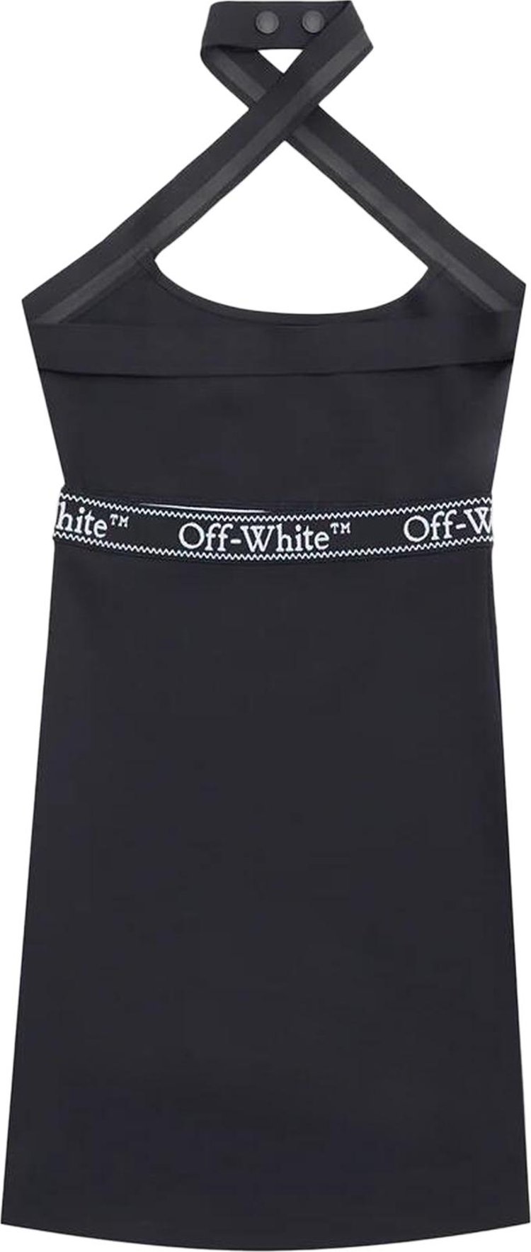 Off White Logo Band Cross Sleeveless Mini Dress BlackWhite