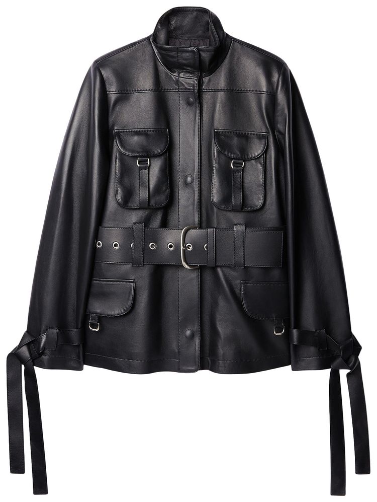 Off White Nappa Cargo Belt Field Jacket Black
