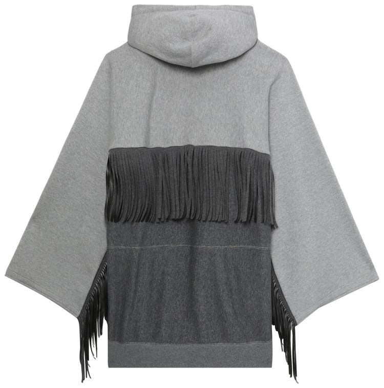 Junya Watanabe Colour Block Fringed Hoodie Grey