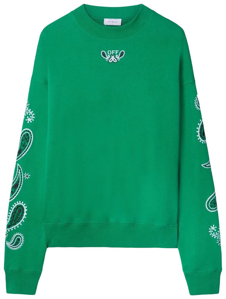 Off White Bandana Arrow Skate Crewneck GreenWhite