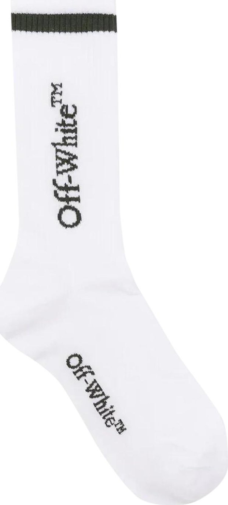 Off White Line Bookish Mid Calf Knit Socks White