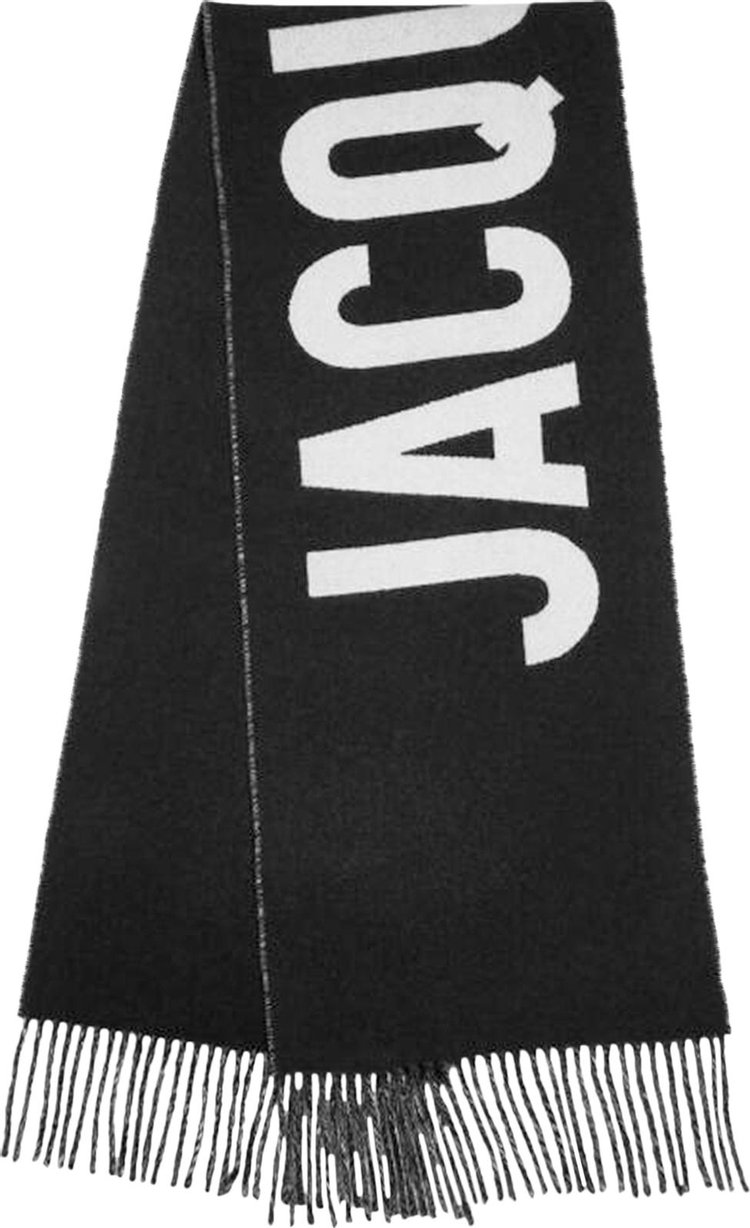 Jacquemus Fringe Logo Scarf Black