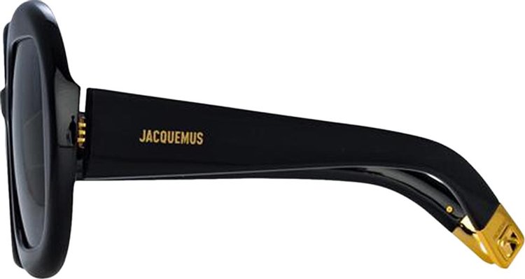 Jacquemus Carre Rond Square Sunglasses BlackYellow GoldGrey