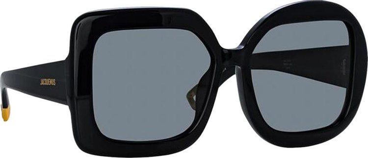 Jacquemus Carre Rond Square Sunglasses BlackYellow GoldGrey