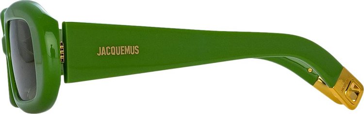 Jacquemus Rond Rectangular Sunglasses Jade GreenYellow GoldKhaki