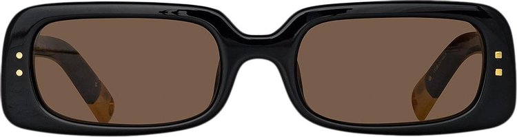 Jacquemus Azzurro Rectangular Sunglasses BlackYellow GoldBrown