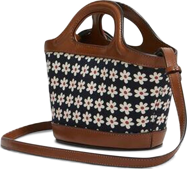 Marni Black Canvas Tropicalia Micro Bag With Daisy Print RedWhiteBlack