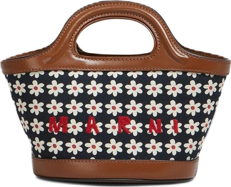 Marni Black Canvas Tropicalia Micro Bag With Daisy Print RedWhiteBlack