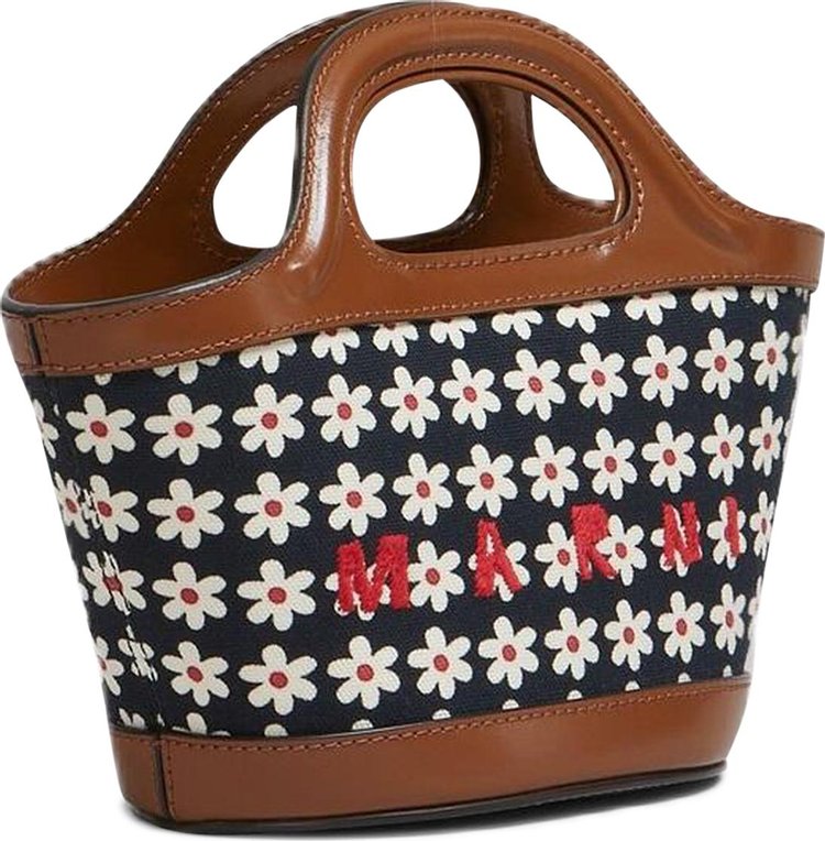 Marni Black Canvas Tropicalia Micro Bag With Daisy Print RedWhiteBlack